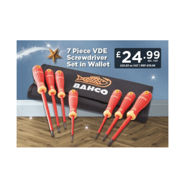 Bahco 7 Piece VDE Screwdriver Set in Wallet