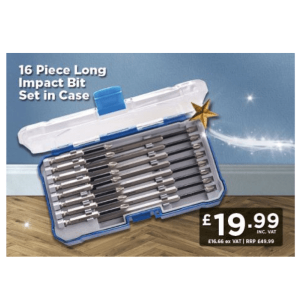 Faithfull 16 Piece Long Impact Bit Set in Case