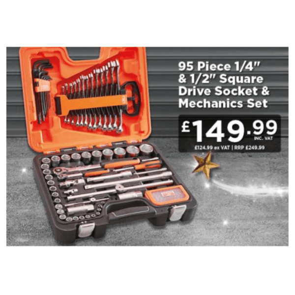 Bahco 95 Piece 1/4″ and 1/2″ Square Drive Socket and Mechanics Set