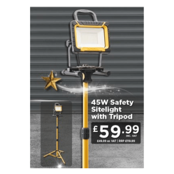 Faithfull 45W Safety Sitelight with Tripod (110V / 240V)