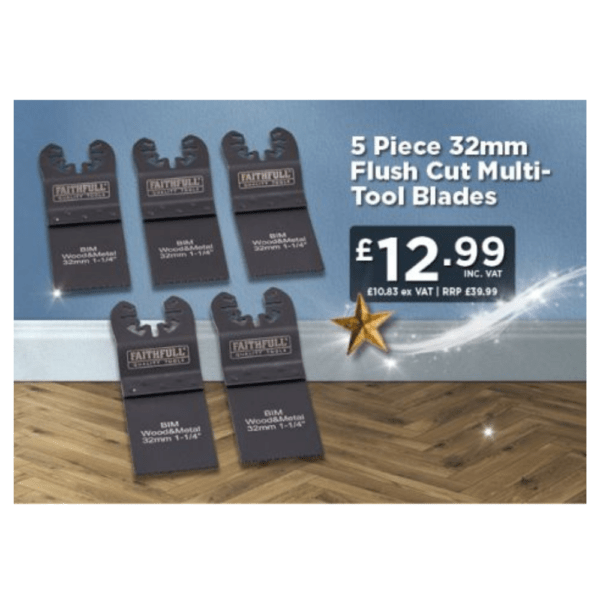 Fathfull 5 Piece 32mm Flush Cut Multi-Tool Blades