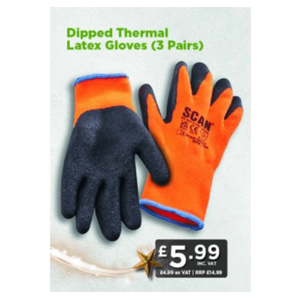 Scan Dipped Thermal Latex Gloves (3 Pairs)