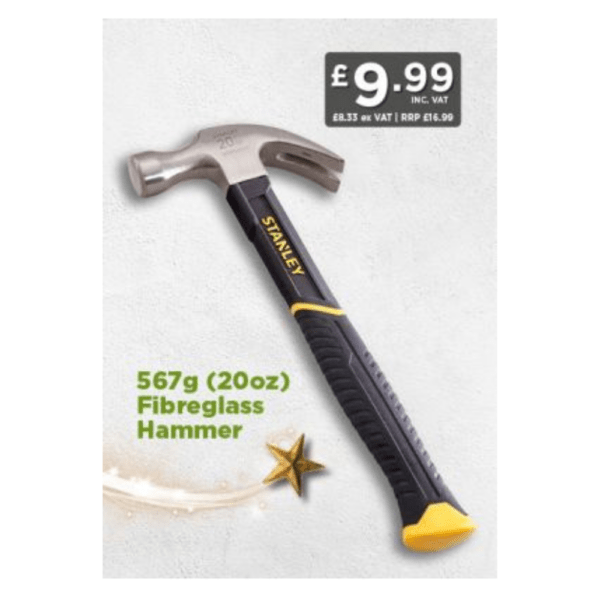 Stanley 567g (20oz) Fibreglass Hammer