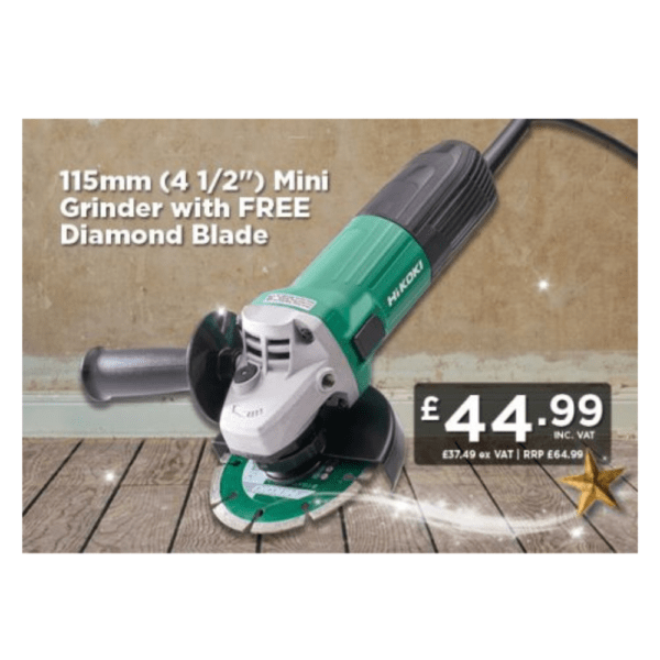 Hikoki 115mm (4 1/2″) Mini Grinder with FREE Diamond Blade