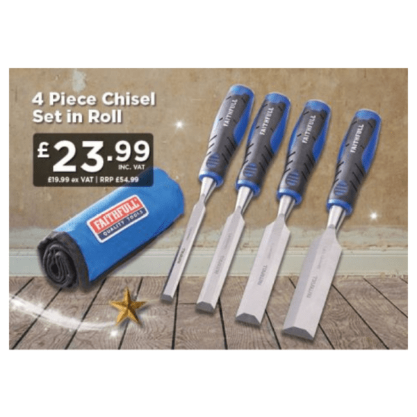 Faithfull 4 Piece Chisel Set in Roll