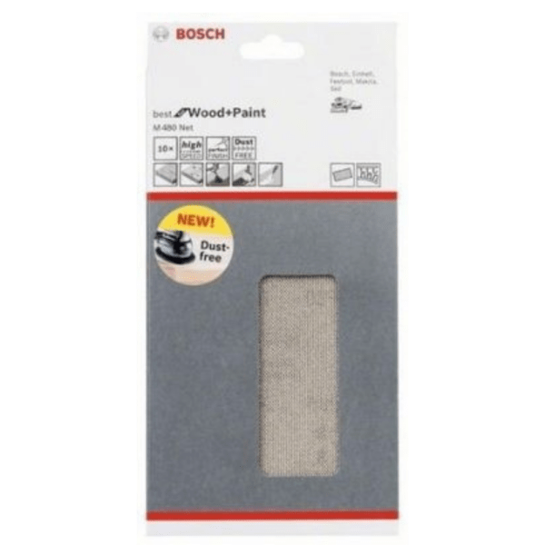 Bosch Orbital Sanding, M480, Best for Wood & Paint, 115 mm x 230 mm, G240, 10 Pack