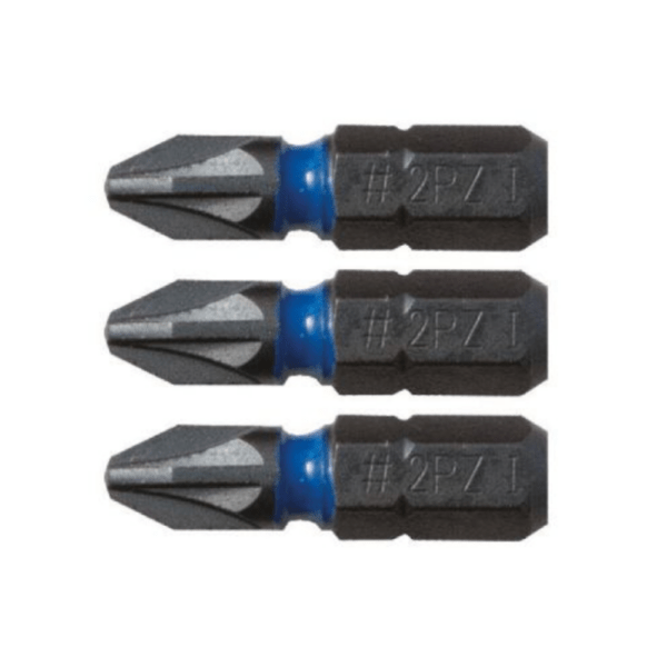 C.K Blue Steel Impact Screwdriver Bit 25mm PZ2 Card of 3