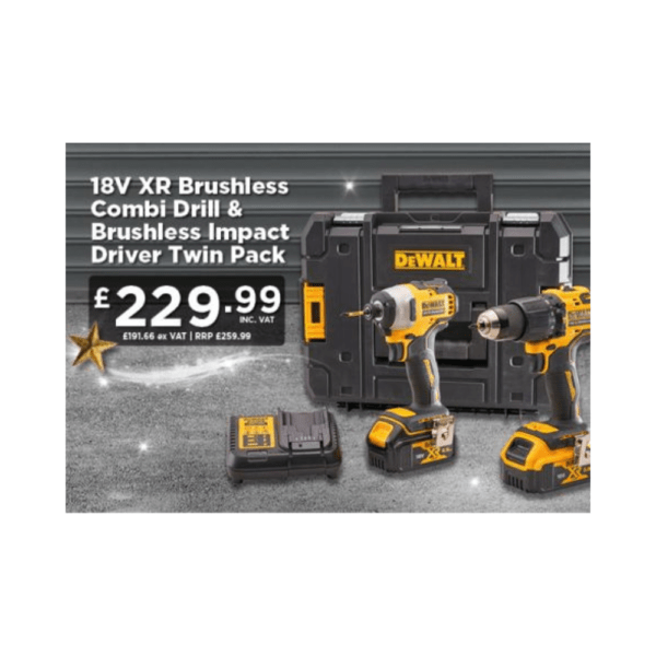 Dewalt 18V XR Brushless Combi Drill & Brushless Impact Driver Twin Pack