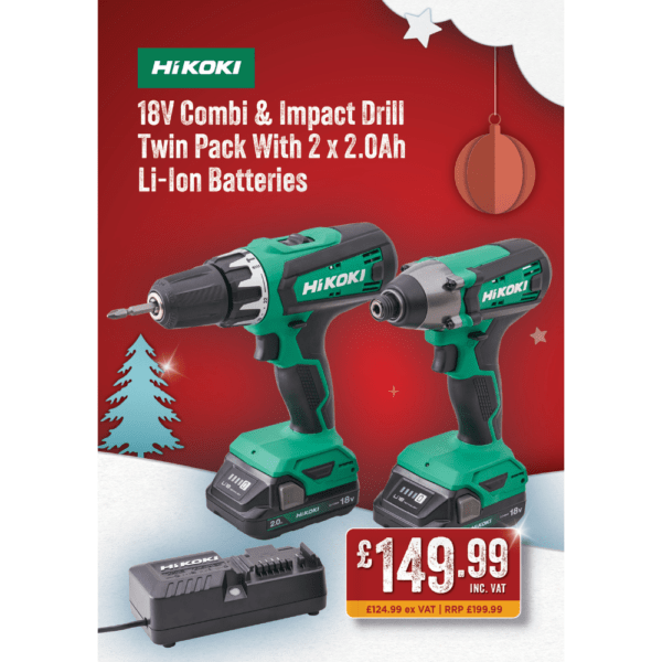 Hikoki 18V Combi & Impact Drill Twin Pack