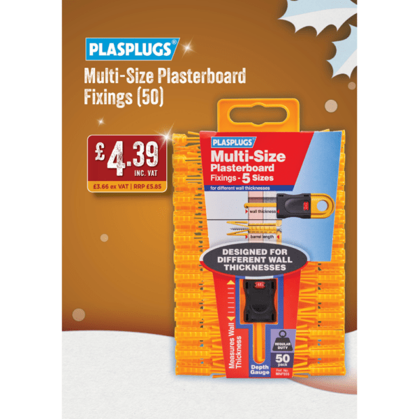 Plasplugs Multi-Size Plasterboard Fixings (50)