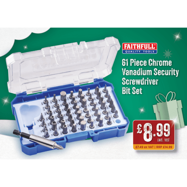 Faithfull 61 Piece Chrome Vanadium Security Screwdriver Bit Set