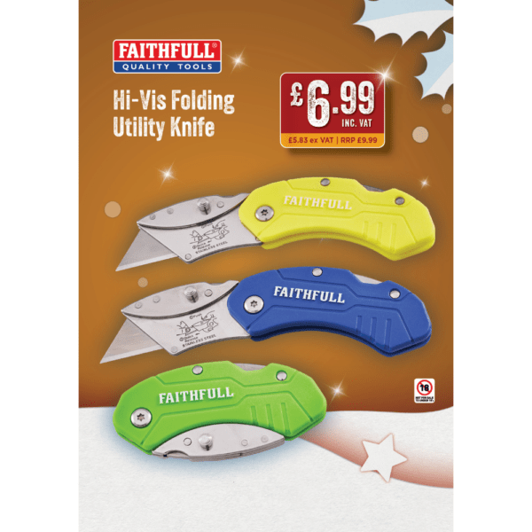 Faithfull Hi-Vis Folding Utility Knife